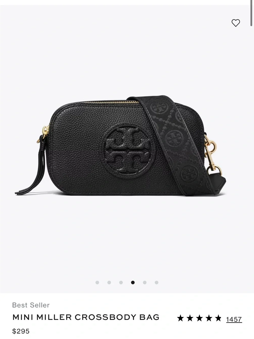 Tory Burch Black Mini Miller Crossbody with Logo Strap